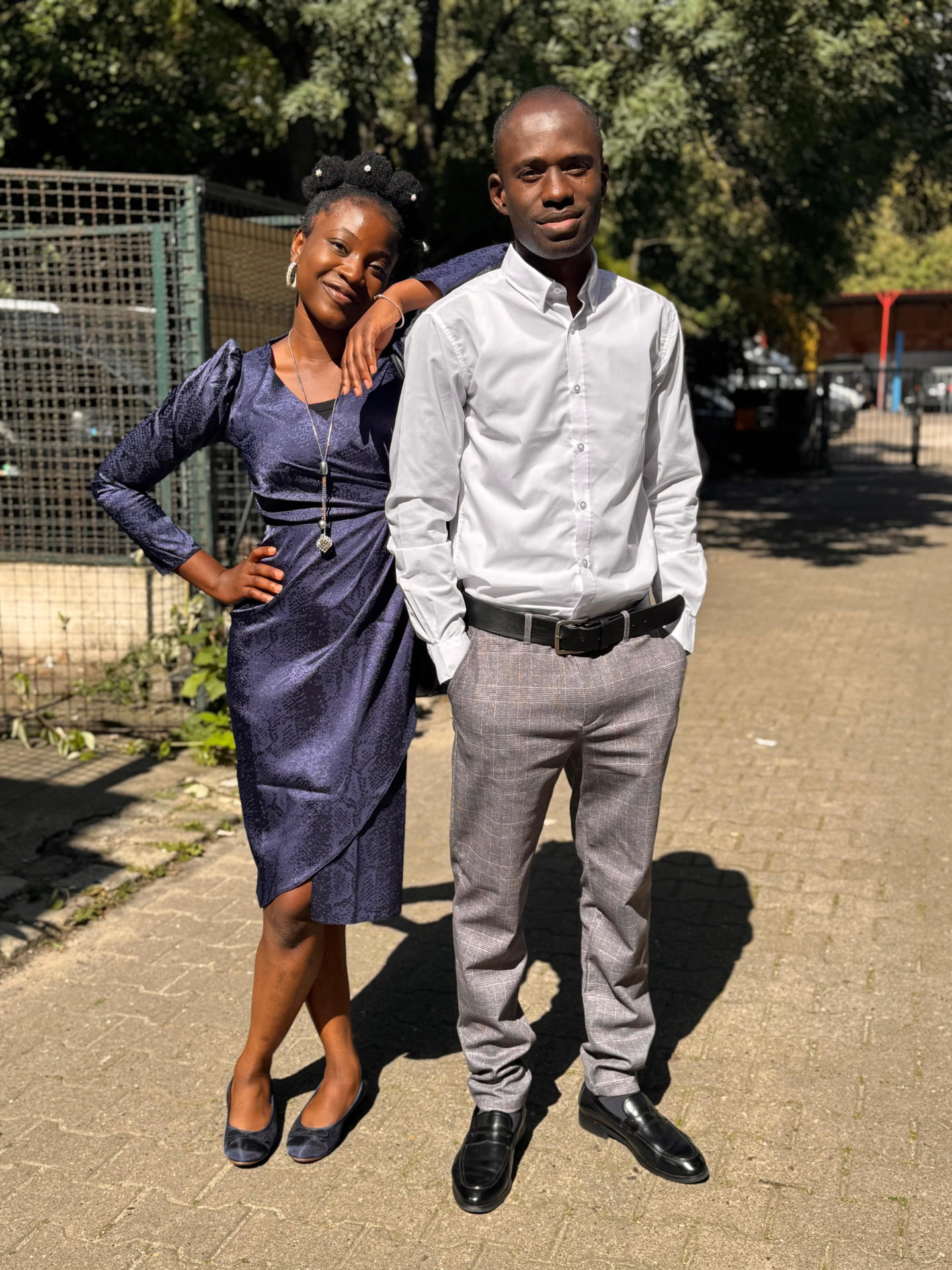 Busolami and Tunde dressed up on a sunny afternoon out